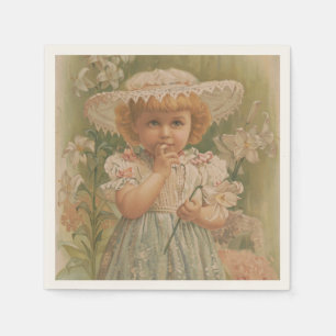 Serviette En Papier "Un Pâques naissant" Illustration vintage, vers 18