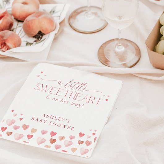 Serviette En Papier Un Petit Amoureux, Baby shower Rose Girl
