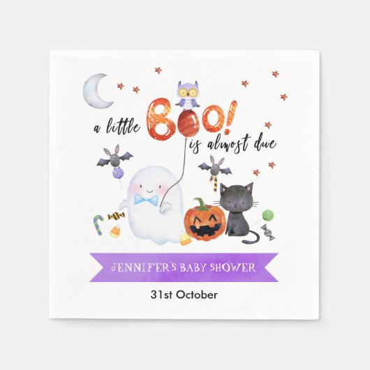 Serviette En Papier Un petit Baby shower Boo Halloween (Devant)