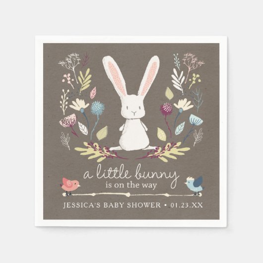 Serviette En Papier Un Petit Baby shower Bunny (Devant)