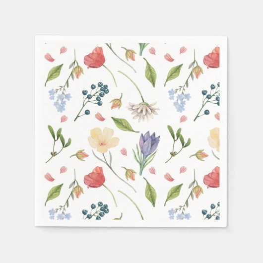 Serviette En Papier Un petit Baby shower de fille Fleur sauvage blanc (Devant)