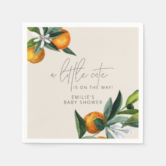 Serviette En Papier Un Petit Baby shower De Fruits Orange Citrus Cutie (Devant)