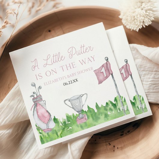 Serviette En Papier Un Petit Baby shower De Golf Rose Putter