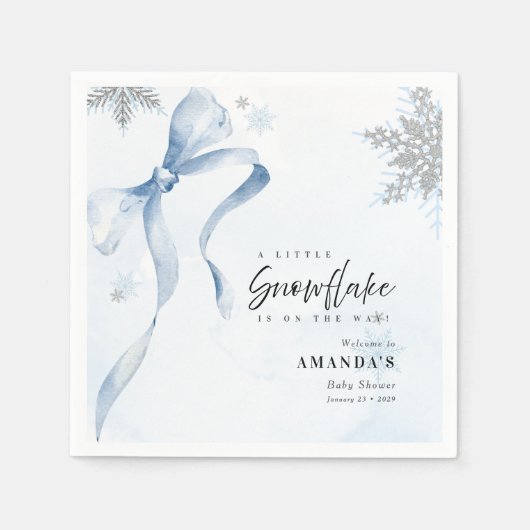 Serviette En Papier Un petit Baby shower de Parties scintillant Snowfl (Devant)
