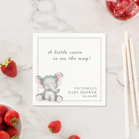 Serviette En Papier Un petit Baby shower de script simple Elephant (En situation)