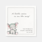Serviette En Papier Un petit Baby shower de script simple Elephant (Devant)