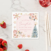 Serviette En Papier Un petit Baby shower d'hiver rose Snowflake (En situation)