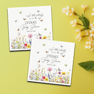 Serviette En Papier Un petit Baby shower Fleur sauvage de papillon