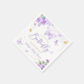 Serviette En Papier Un petit Baby shower Floral d'or pourpre à papillo (Coin)