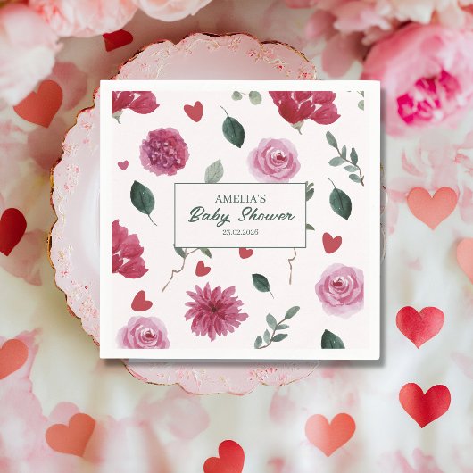 Serviette En Papier Un petit baby shower floral valentin