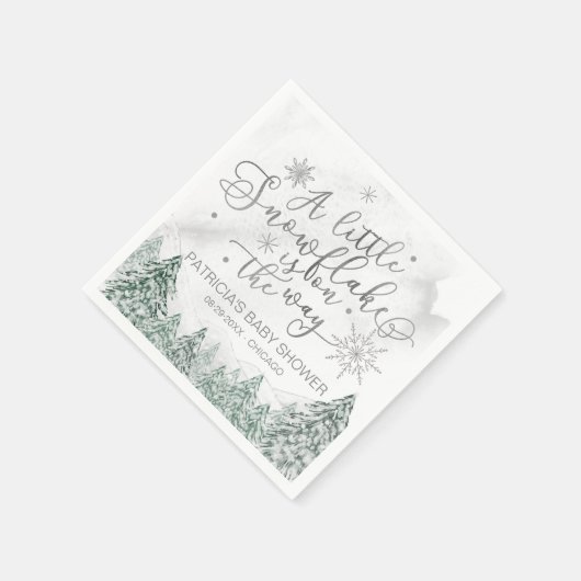 Serviette En Papier Un petit Baby shower gris Snowflake (Coin)