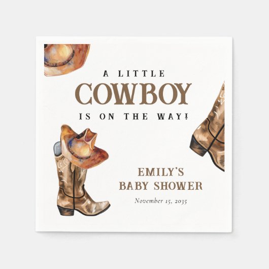 Serviette En Papier Un petit Baby shower occidental Cowboy (Devant)