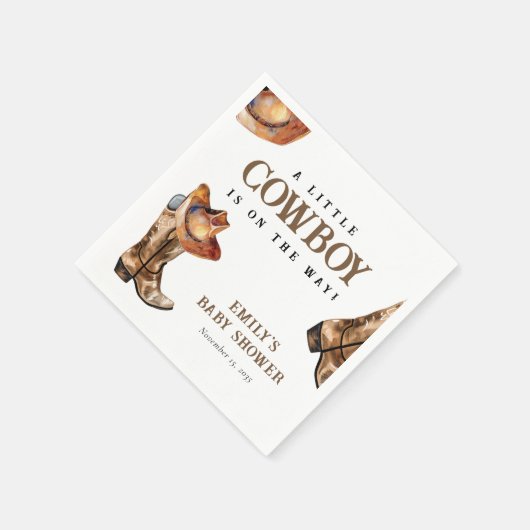 Serviette En Papier Un petit Baby shower occidental Cowboy (Coin)