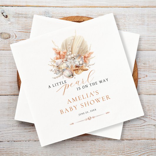 Serviette En Papier Un petit Baby shower Pearl Coastal Pearl