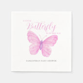 Serviette En Papier Un petit Baby shower rose papillon (Devant)