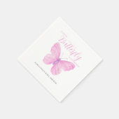 Serviette En Papier Un petit Baby shower rose papillon (Coin)