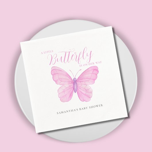 Serviette En Papier Un petit Baby shower rose papillon