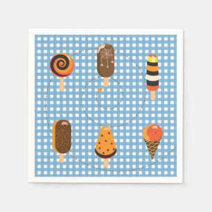 Serviette En Papier Un petit Boo est dû au baby blue Gingham Ice Cream