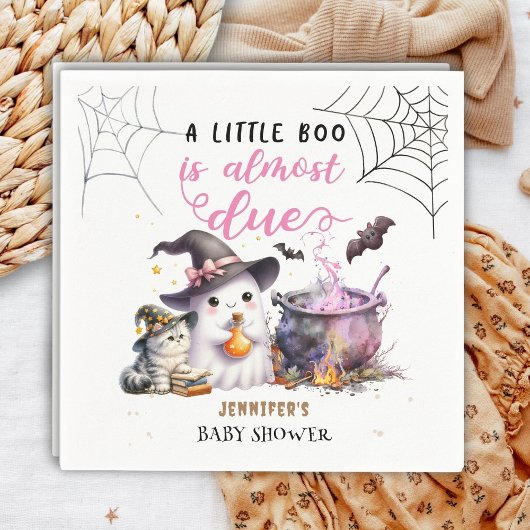 Serviette En Papier Un Petit Boo ! Fille rose Halloween Baby shower ro