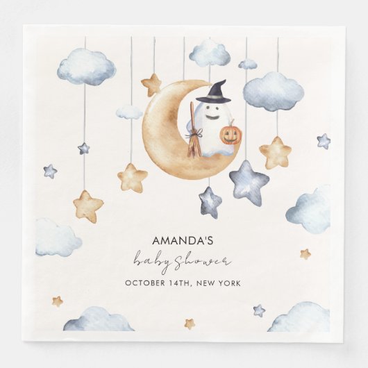 Serviette En Papier Un Petit Boo Moon Stars Baby shower (Devant)