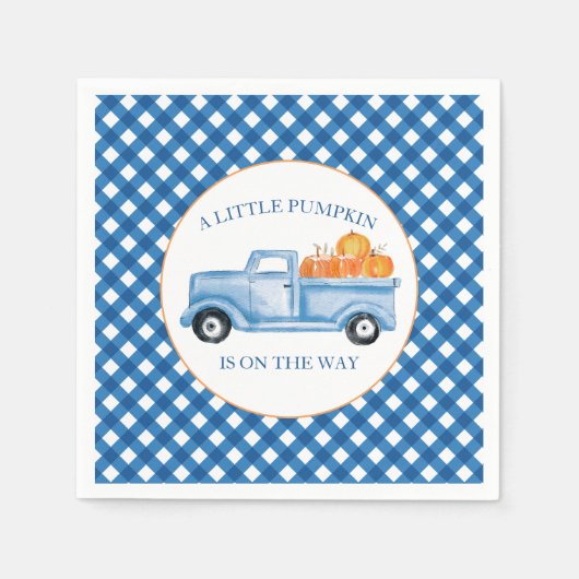 Serviette En Papier Un petit camion bleu Citrouille baby shower (Devant)