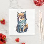 Serviette En Papier Un Petit Chiot Mignonne (En situation)