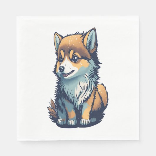 Serviette En Papier Un Petit Chiot Mignonne (Devant)