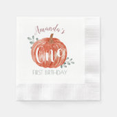 Serviette En Papier Un petit Citrouille 1er anniversaire (Devant)