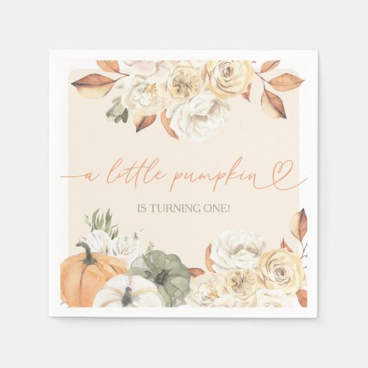 Serviette En Papier Un Petit Citrouille Anniversaire d'automne (Devant)