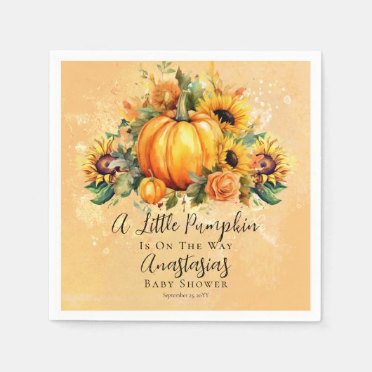 Serviette En Papier Un Petit Citrouille | Baby shower d'automne des to (Devant)