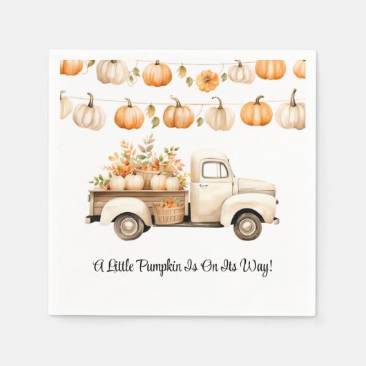 Serviette En Papier Un Petit Citrouille Est En Route Baby shower (Devant)