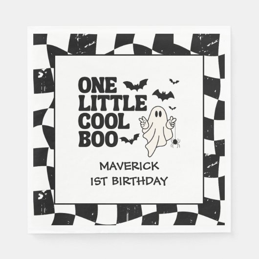 Serviette En Papier Un petit Cool Boo Halloween 1er anniversaire (Devant)