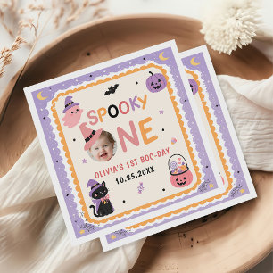 Serviette En Papier Un petit fantôme mignon d'Halloween pour un 1er an