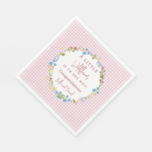 Serviette En Papier Un Petit Fleur sauvage Est En Chemin Baby shower (Coin)