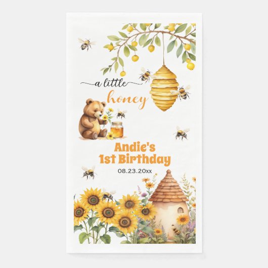 Serviette En Papier Un Petit Miel Chaque Année Anniversaire (Devant)