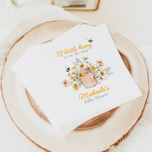 Serviette En Papier Un Petit Miel Sur Le Chemin Baby shower Aquarelle