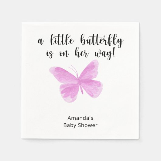 Serviette En Papier Un petit papillon est en chemin Baby shower (Devant)