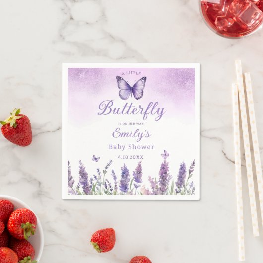 Serviette En Papier Un petit papillon violet mignon fille baby shower (En situation)