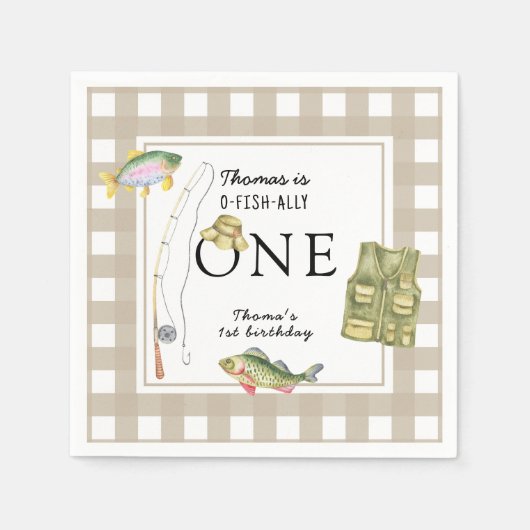 Serviette En Papier Un petit pêcheur fête d'anniversaire (Devant)