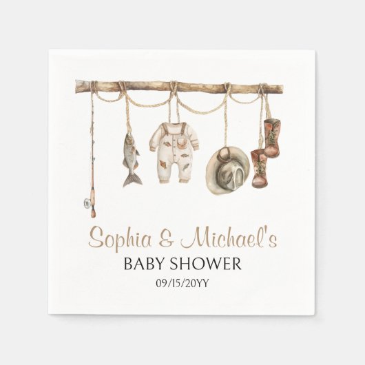 Serviette En Papier Un Petit Pêcheur Se Trouve Sur Le Chemin De La Fêt (Devant)