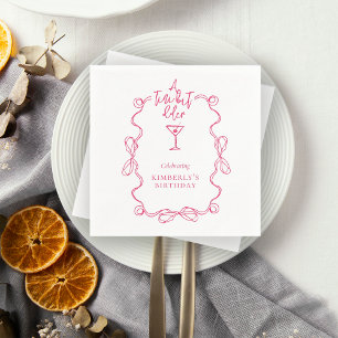 Serviette En Papier Un Petit Peu Vieille Bordure Rose Vave Fête Annive