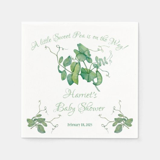 Serviette En Papier Un Petit Pois Sucré est en route ! Baby shower (Devant)
