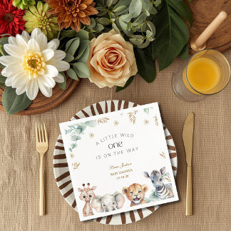 Serviette En Papier Un petit sauvage Safari Bébé Animaux Fête prénatal