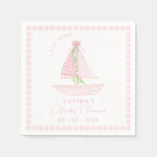 Serviette En Papier Un Petit Skipper Rose Plaid Baby shower Moderne