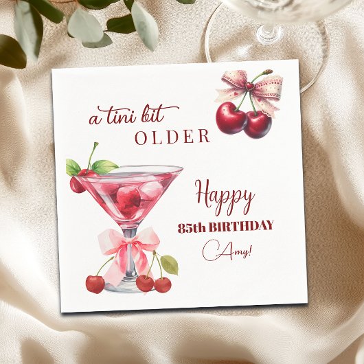 Serviette En Papier Un peu plus âgé Cherry Martini 85e anniversaire
