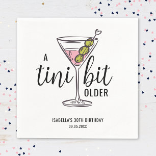 Serviette En Papier Un peu plus âgé Martini d'anniversaire dessiné à l