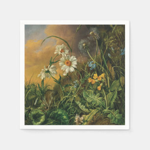Serviette En Papier Un plancher forestier avec marguerites, primeurs,