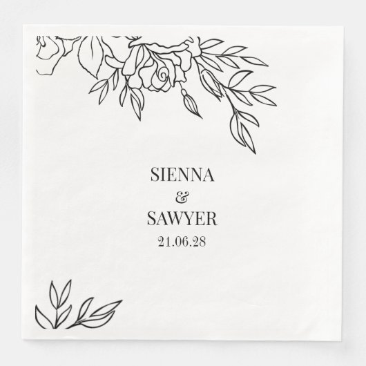 Serviette En Papier Un Pochoir De Mariage Rose Dîner Blanc Serviettes (Devant)