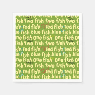Serviette En Papier Un Poisson Deux Poissons Typographie Motif
