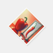 Serviette En Papier Un poivre rouge regardant dans un miroir (Coin)